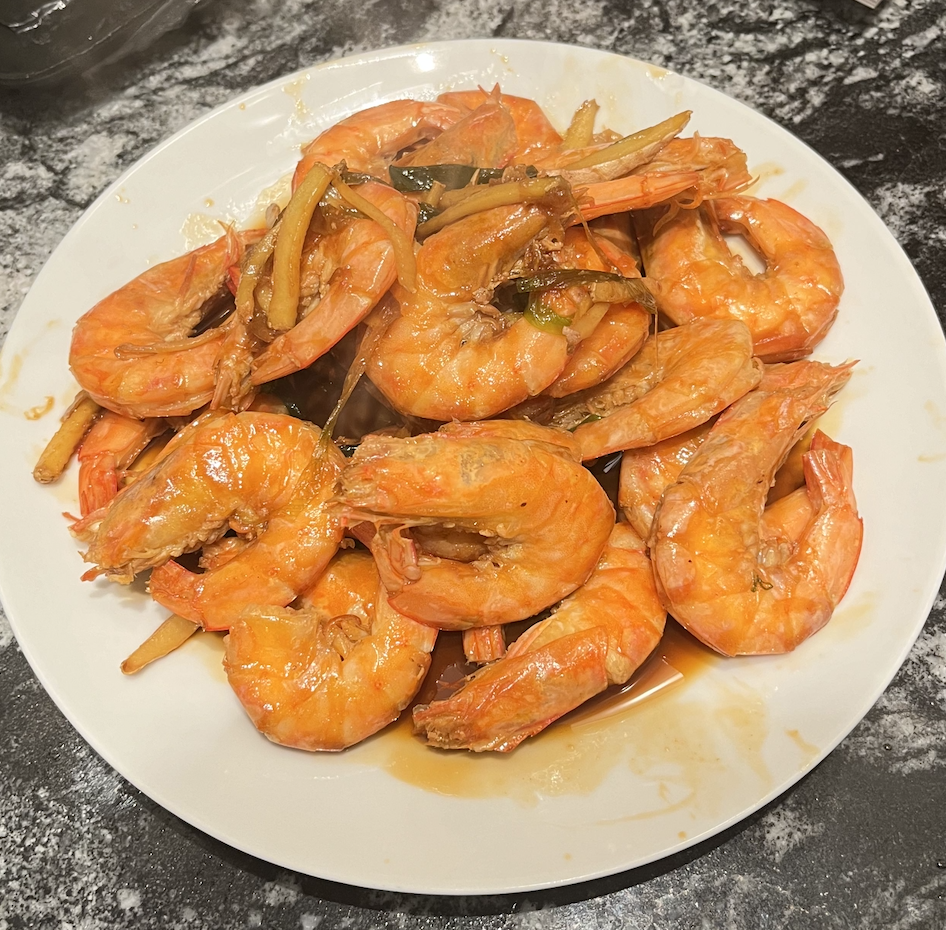 油燜大蝦 (Braised Shrimps in Oil)